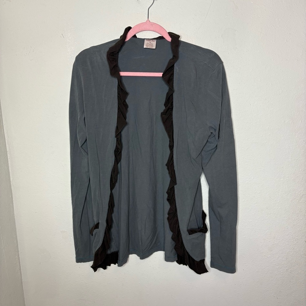 Matilda Jane Women's Gray Ruffle Cardigan Medium